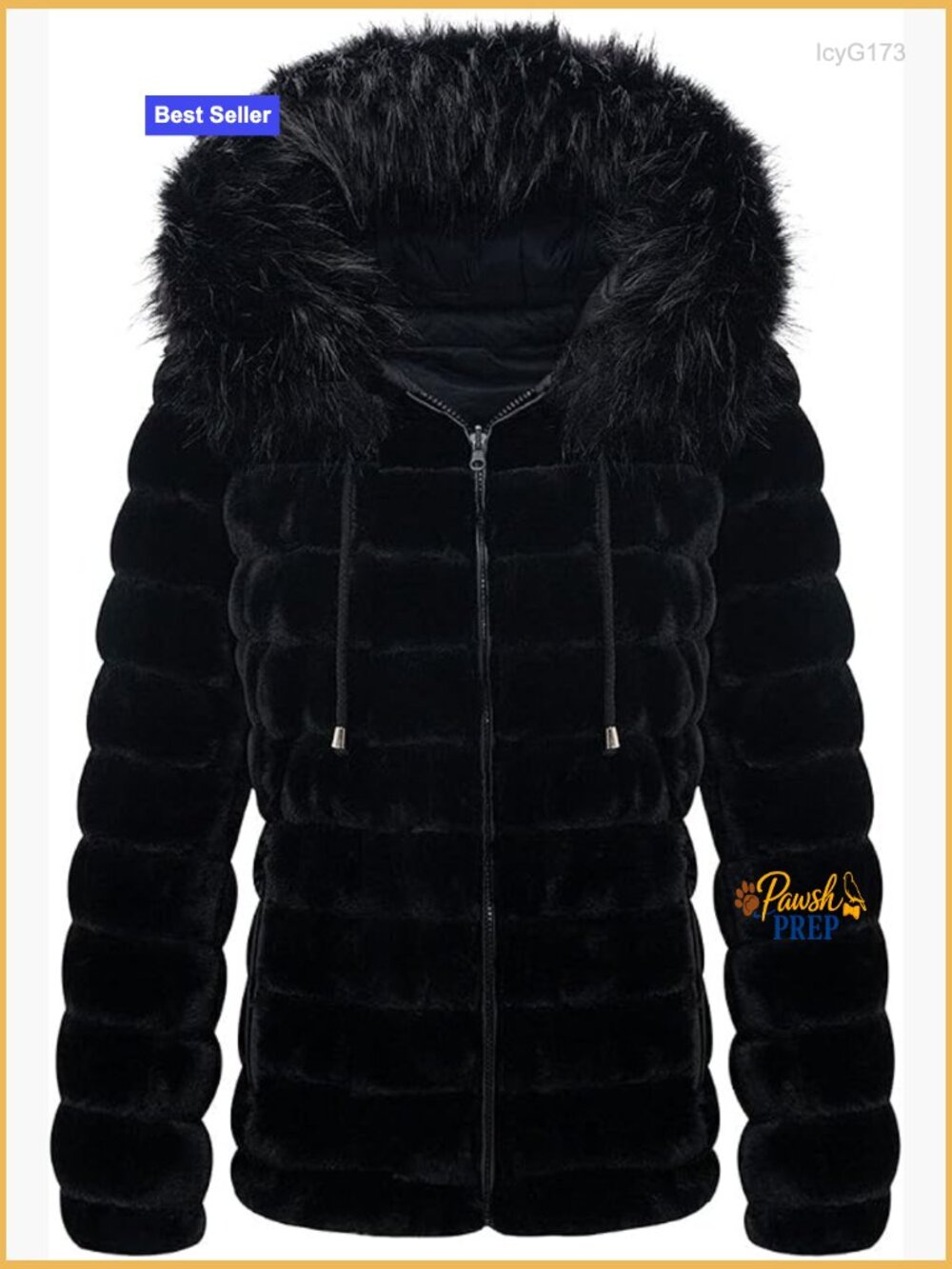 Plus Size Faux Fur Hooded Zip-Up Winter Coat 1X-5X
